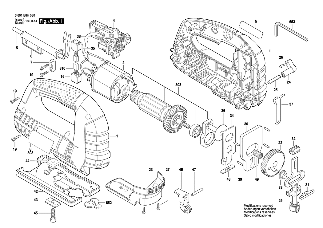 Bosch GST 75 E / 3601E8H0N0 / --- 220 Volt Spare Parts