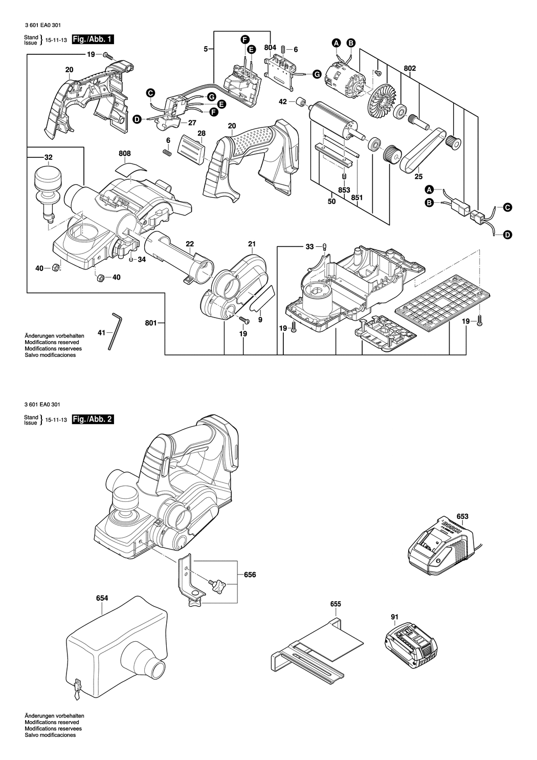 Bosch GHO 18 V-LI / 3601EA0301 / EU 18 Volt Spare Parts