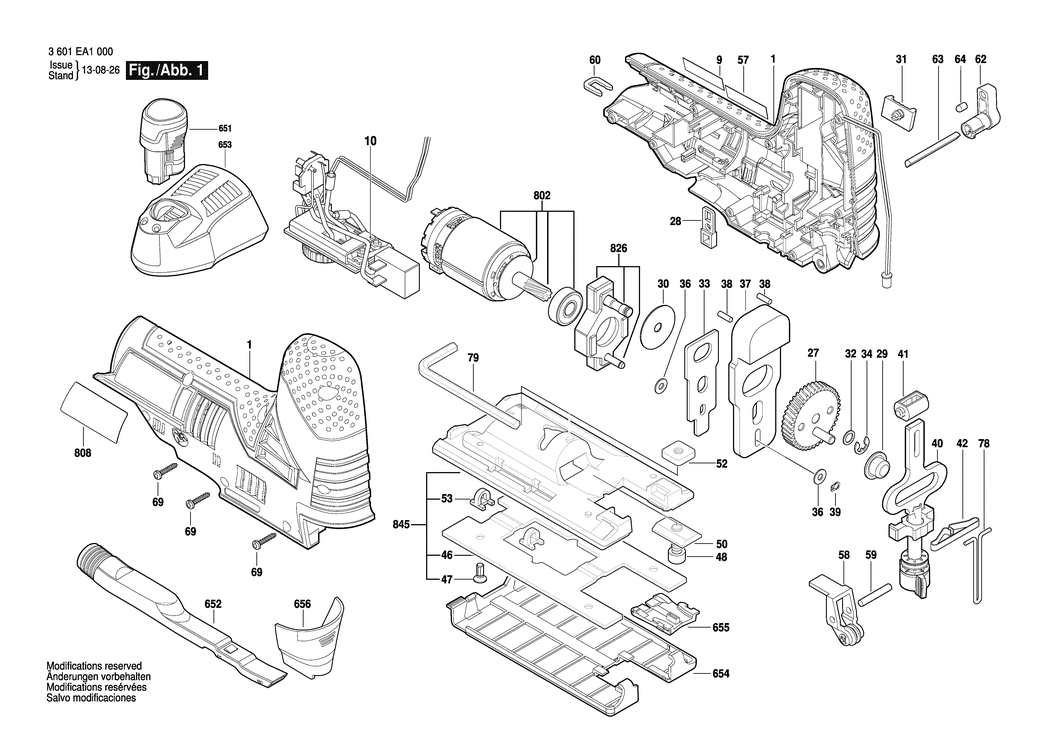 Bosch GST 12V-70 / 3601EA1001 / EU 12 Volt Spare Parts