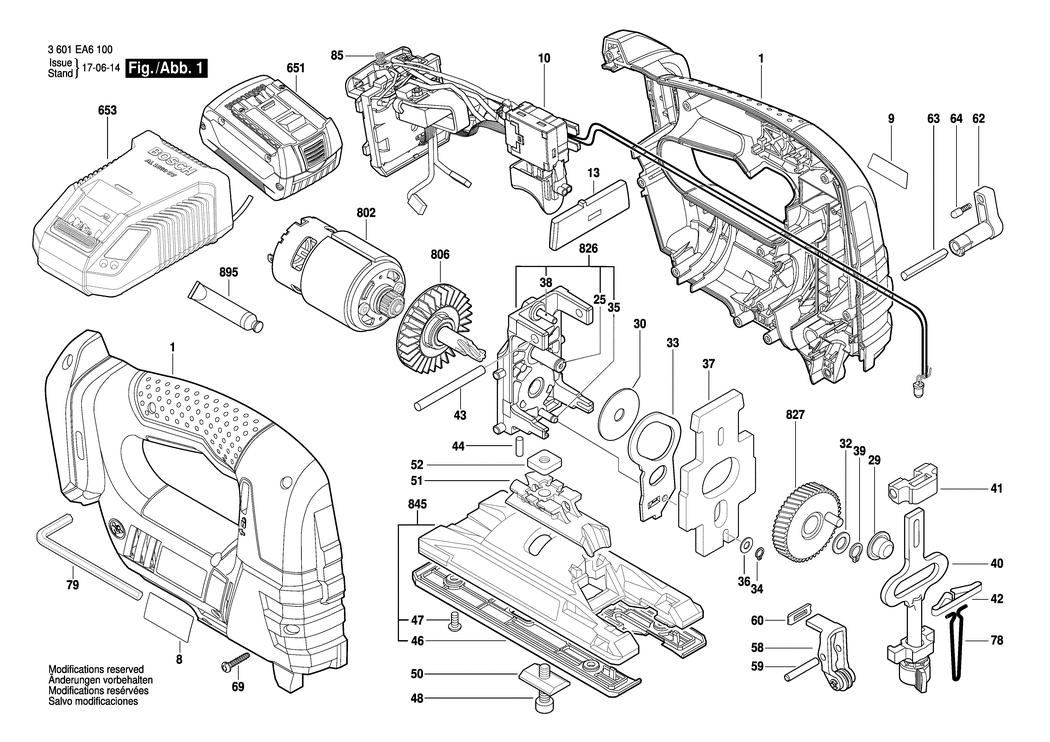 Bosch GST 18 V-LI B / 3601EA6100 / EU 18 Volt Spare Parts