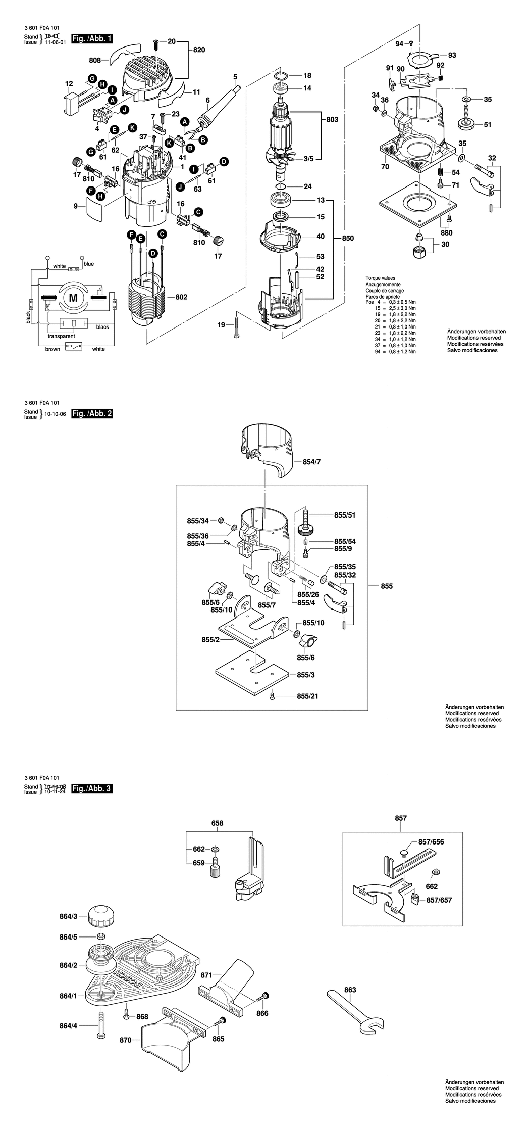 Bosch GKF 600 / 3601F0A161 / GB 110 Volt Spare Parts