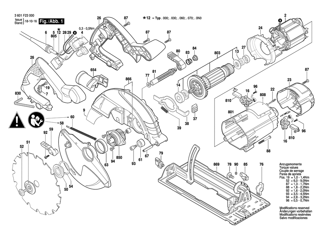 Bosch GKS 190 / 3601F23030 / CH 230 Volt Spare Parts