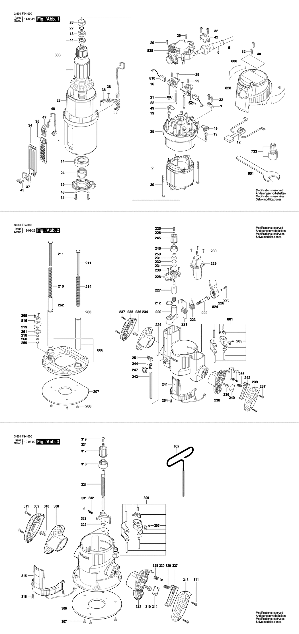 Bosch GOF 1600 CE / 3601F24070 / GB 230 Volt Spare Parts