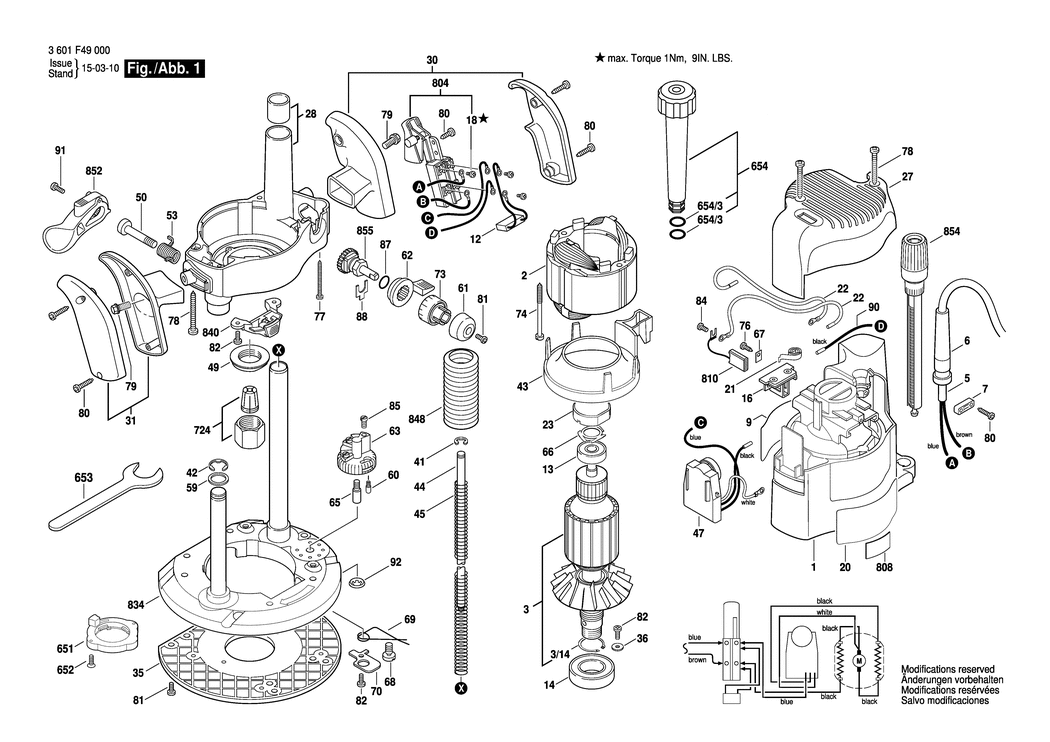 Bosch GOF 2000 CE / 3601F49030 / CH 230 Volt Spare Parts