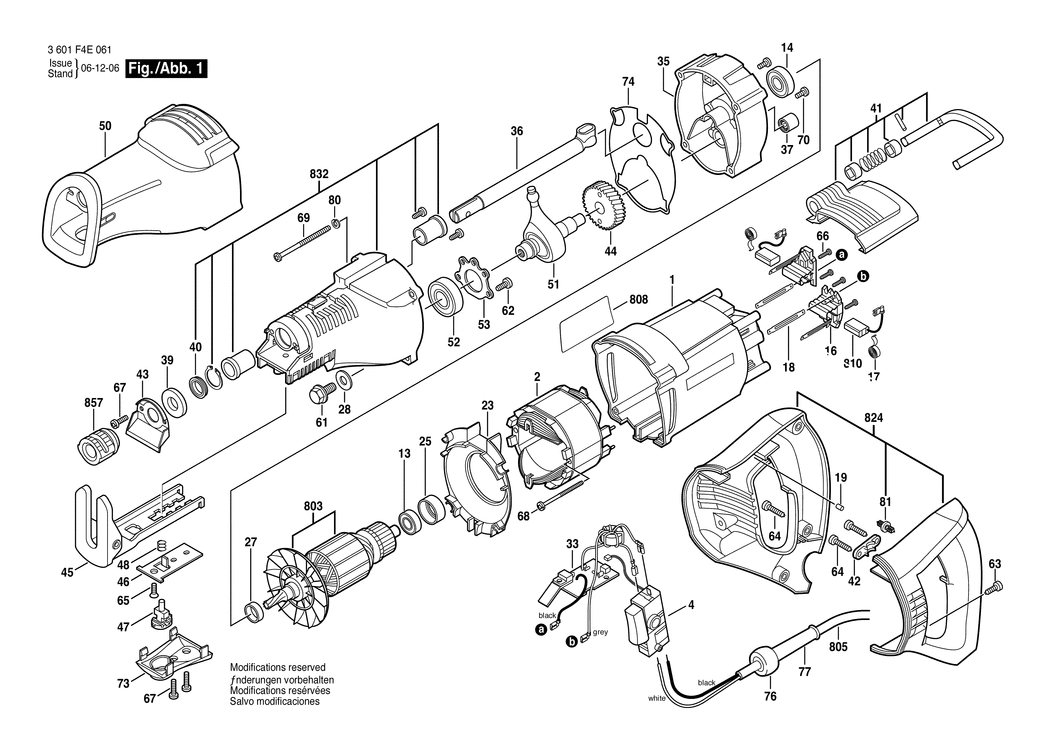 Bosch GSA 1200 E / 3601F4E064 / GB 110 Volt Spare Parts