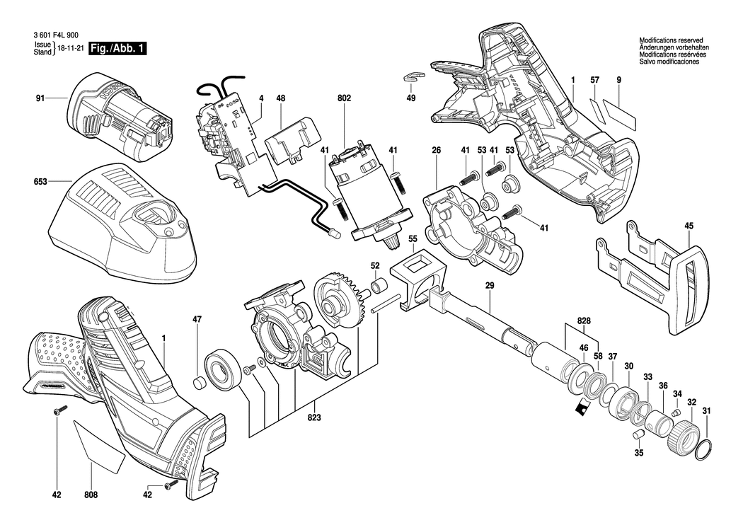 Bosch GSA 10.8 V-LI / 3601F4L900 / EU 10.8 Volt Spare Parts