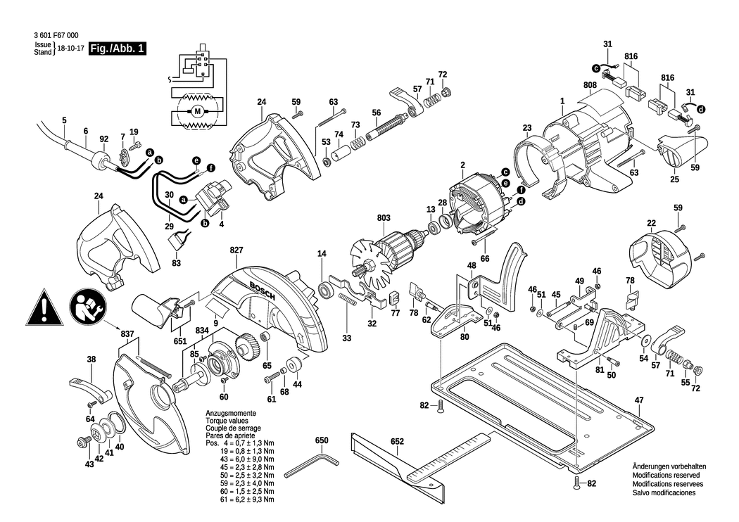 Bosch GKS 65 / 3601F67030 / CH 230 Volt Spare Parts