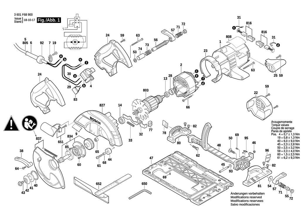 Bosch GKS 65 G / 3601F68901 / EU 230 Volt Spare Parts