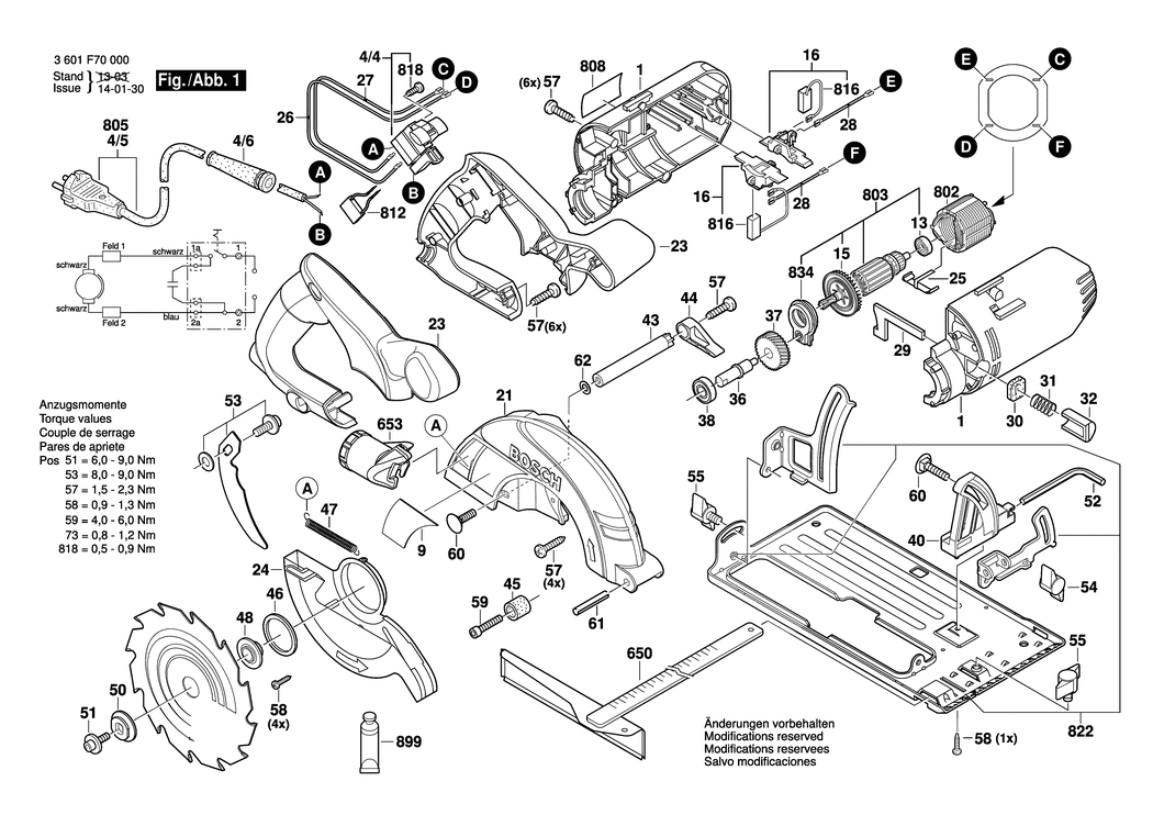 Bosch GKS 160 / 3601F70000 / EU 230 Volt Spare Parts