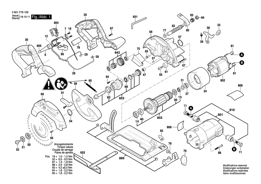 Bosch GKS 165 / 3601F76170 / GB 230 Volt Spare Parts