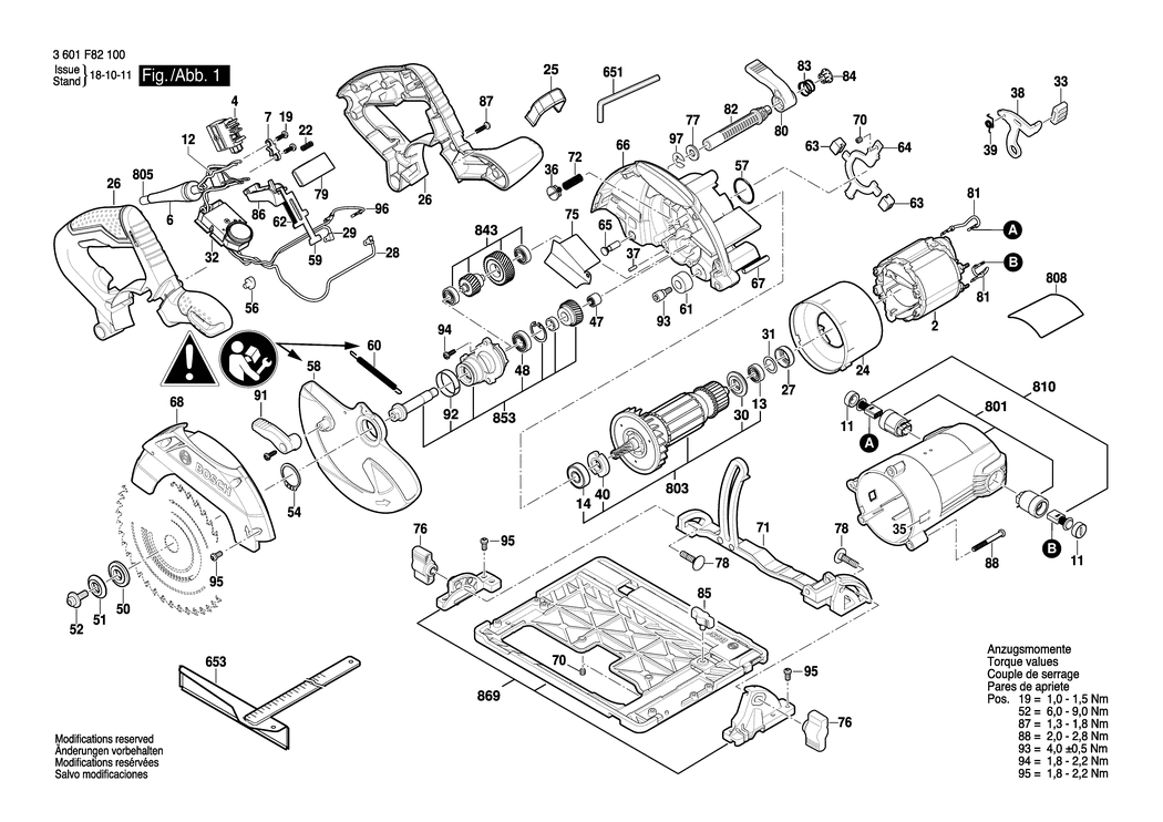 Bosch GKS 55+ GCE / 3601F82130 / CH 230 Volt Spare Parts