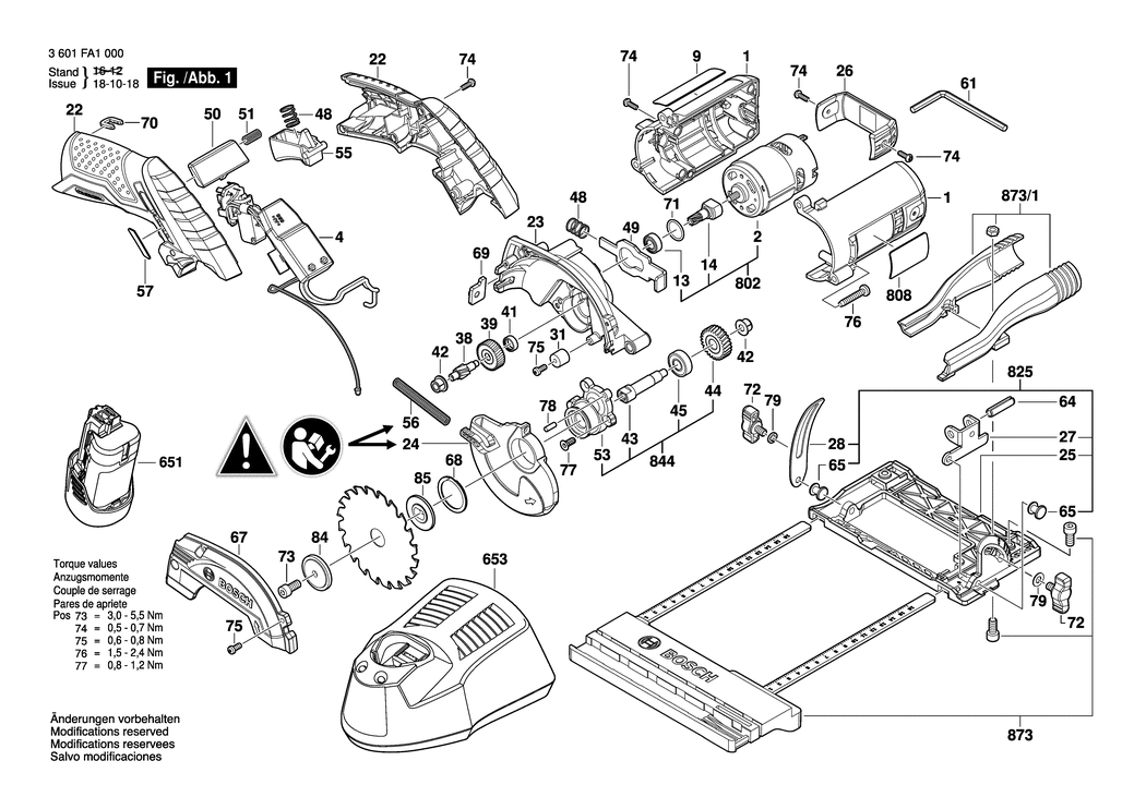 Bosch GKS 10.8 V-LI / 3601FA1000 / EU 10.8 Volt Spare Parts