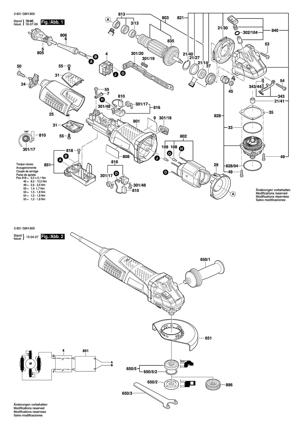 Bosch BAG 125-2 E / 3601G9H800 / EU 230 Volt Spare Parts