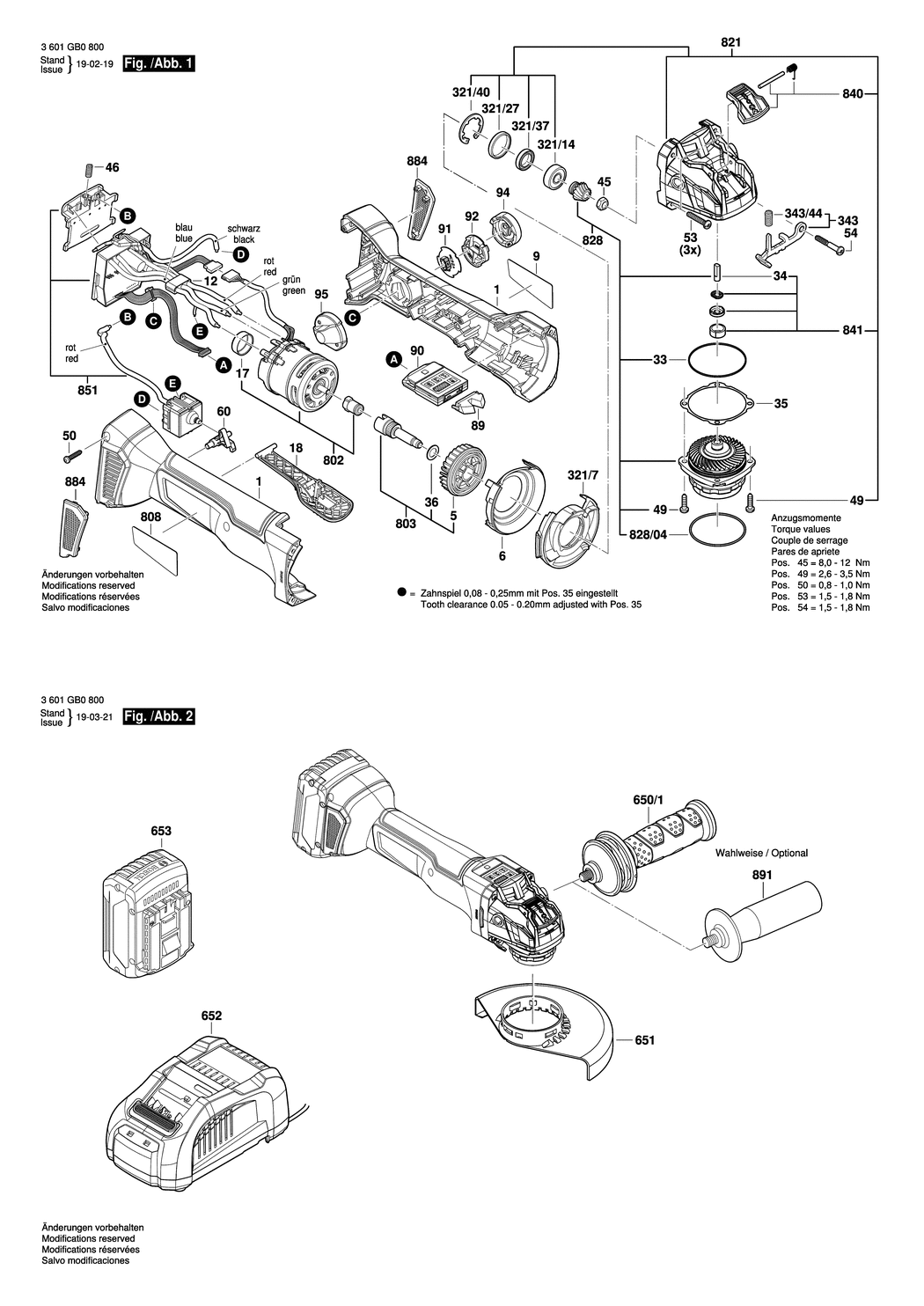 Bosch GWX 18V-10 PSC / 3601GB0800 / --- 18 Volt Spare Parts