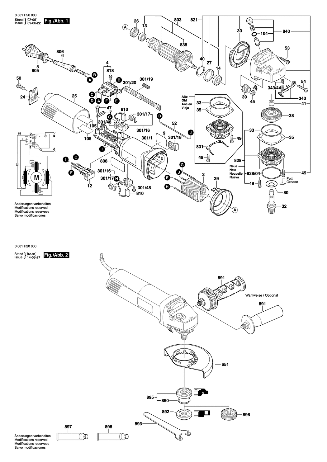 Bosch GWS 8-115 / 3601H20060 / GB 110 Volt Spare Parts