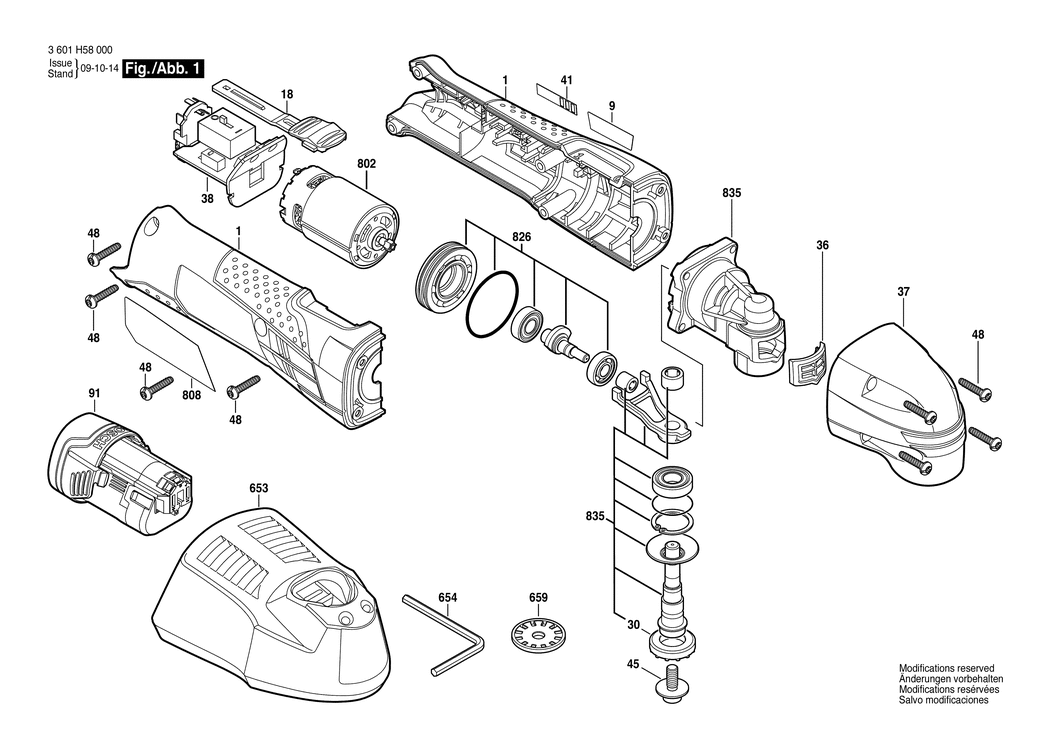 Bosch GOP 10.8 V-LI / 3601H58000 / EU 10.8 Volt Spare Parts