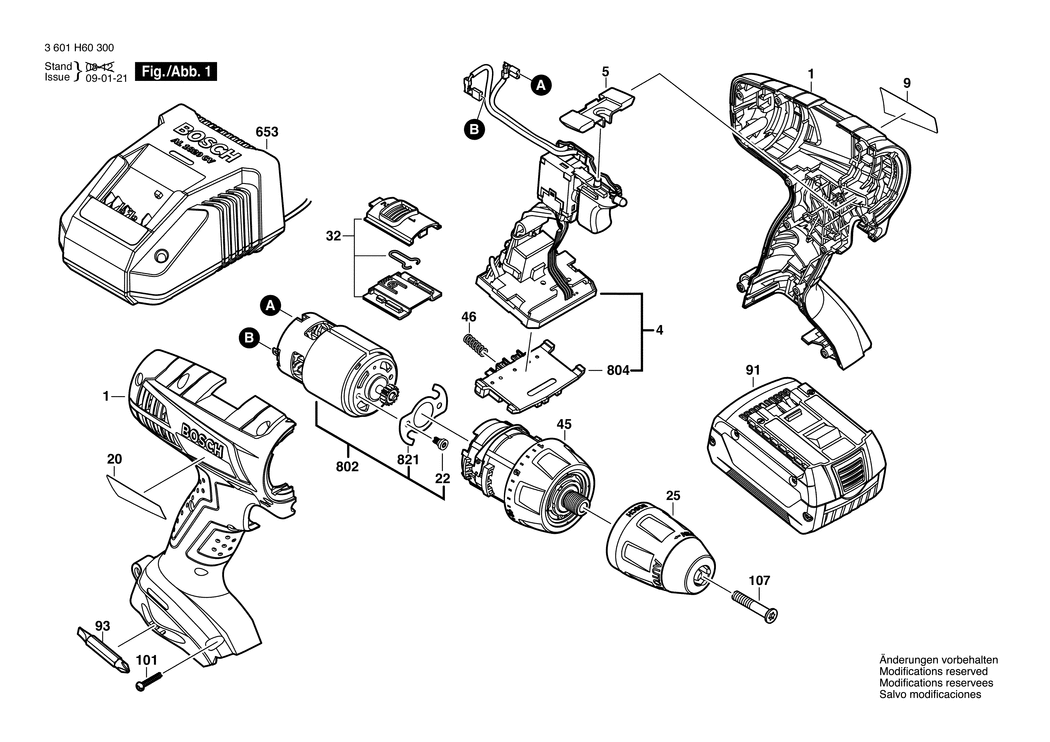 Bosch GSR 18 V-LI / 3601H60300 / EU 18 Volt Spare Parts