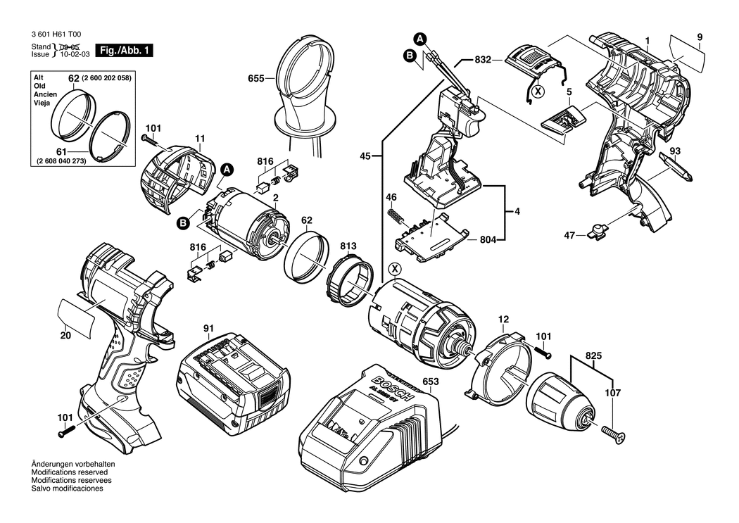 Bosch GSR 14.4 VE-2LI / 3601H61T00 / EU 14.4 Volt Spare Parts