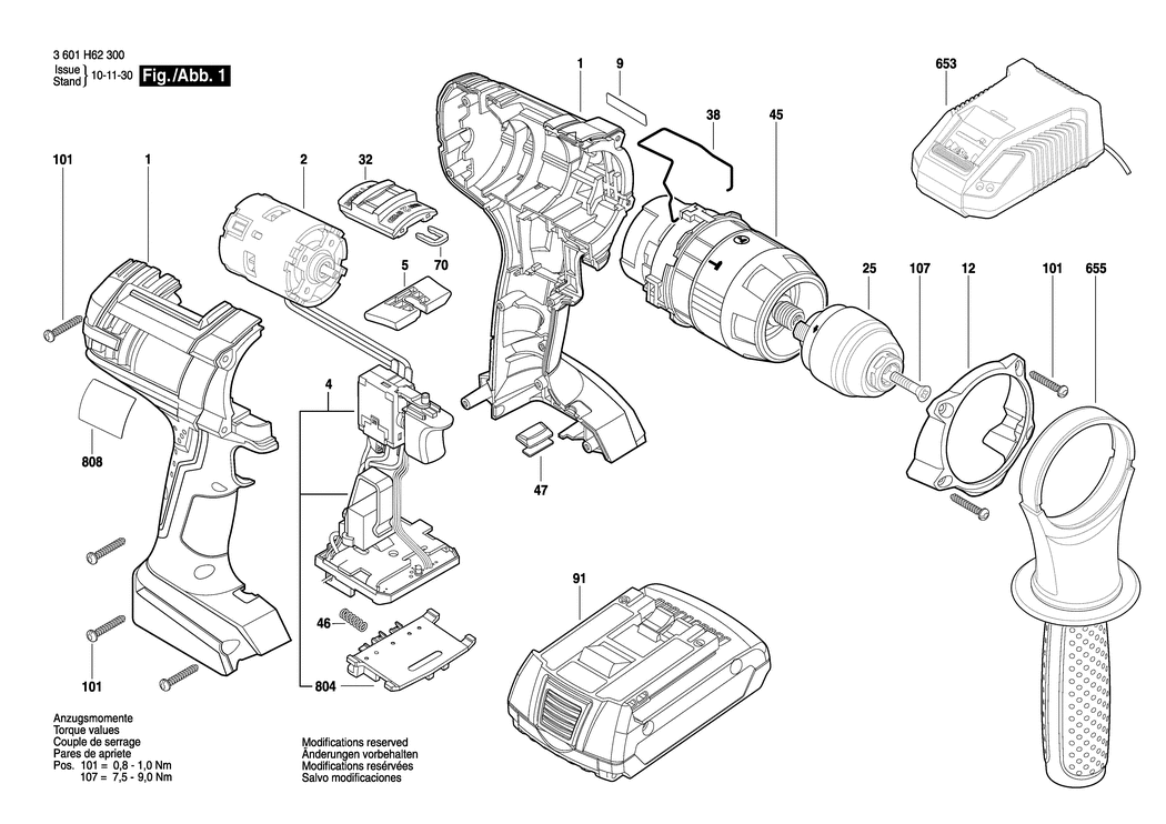 Bosch GSB 18 VE-2-LI / 3601H62300 / EU 18 Volt Spare Parts