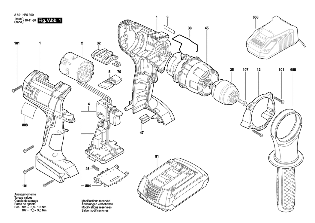 Bosch GSR 18 VE-2-LI / 3601H65300 / EU 18 Volt Spare Parts