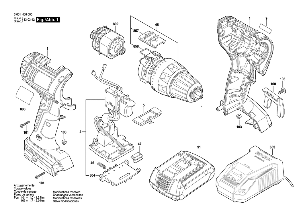 Bosch GSR 14.4 V-LI / 3601H66000 / EU 14.4 Volt Spare Parts