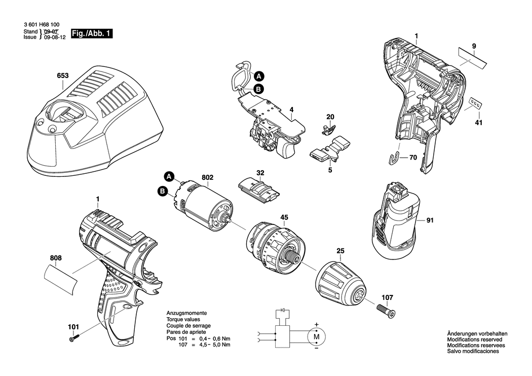 Bosch GSR 12V-15 / 3601H68102 / EU 12 Volt Spare Parts