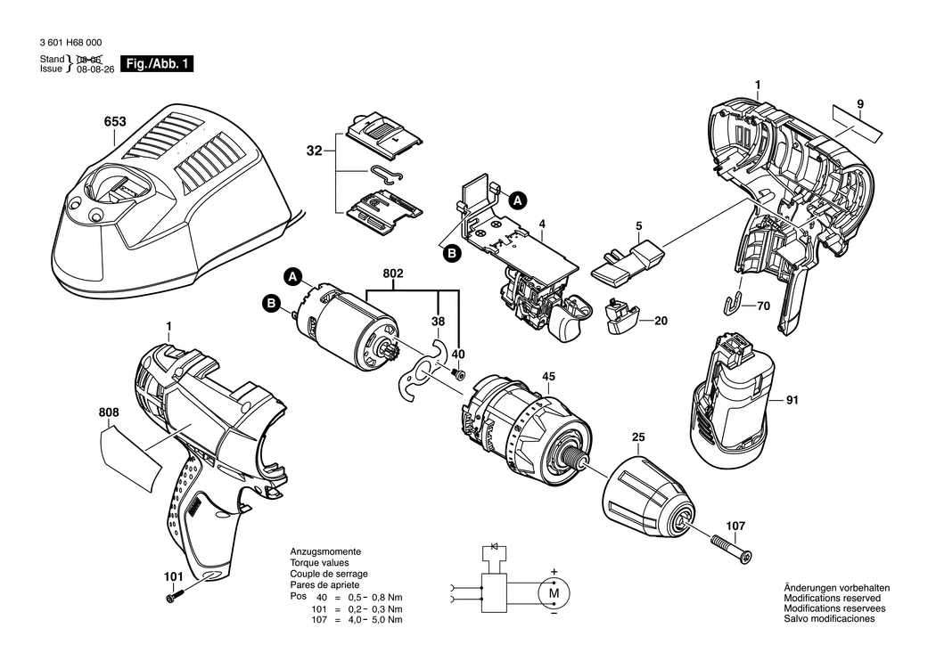Bosch BS 10-A / 3601H68W00 / EU 10.8 Volt Spare Parts