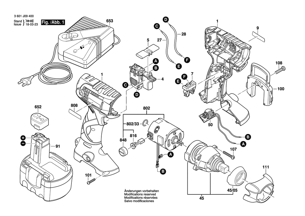 Bosch GDS 14.4 V / 3601J09400 / EU 14.4 Volt Spare Parts