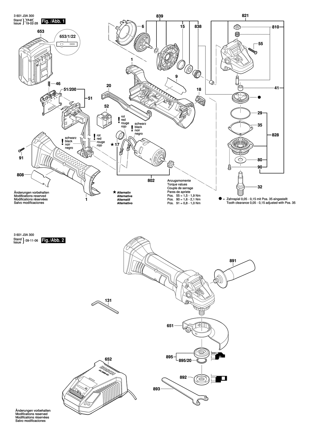 Bosch GWS 18-125 V-LI / 3601J3A301 / EU 18 Volt Spare Parts
