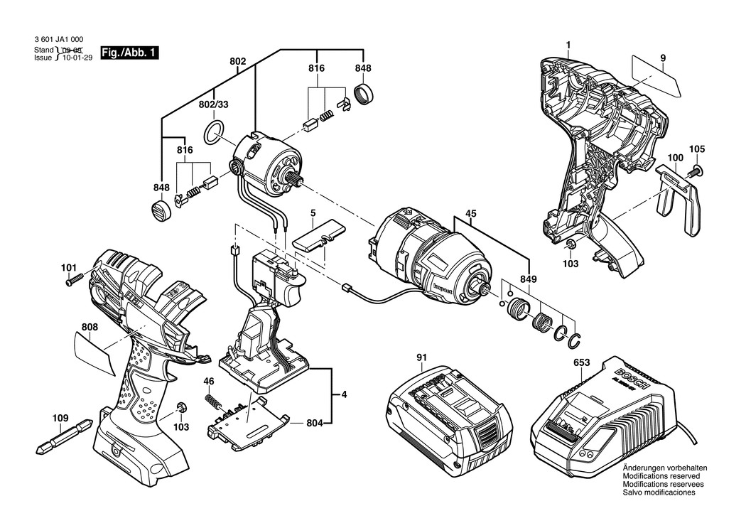 Bosch GDR 18 V-LI MF / 3601JA1000 / EU 18 Volt Spare Parts