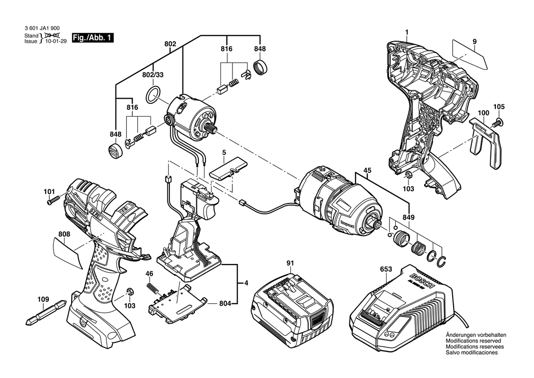 Bosch GDR 14.4 V-LI MF / 3601JA1900 / EU 14.4 Volt Spare Parts