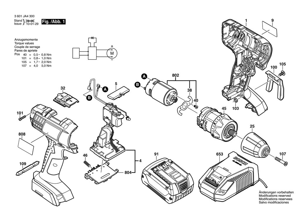 Bosch GSR 18-2-LI / 3601JA4300 / EU 18 Volt Spare Parts