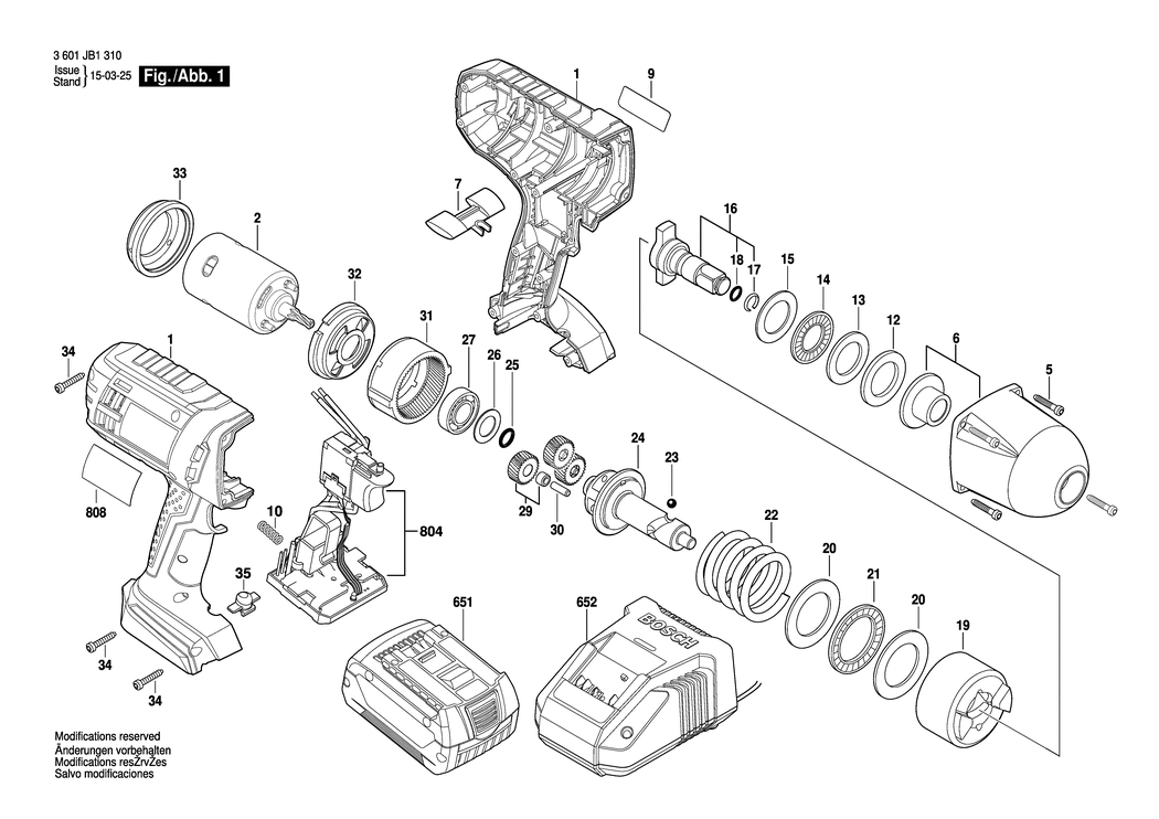 Bosch GDS 18 V-LI HT / 3601JB1300 / EU 18 Volt Spare Parts