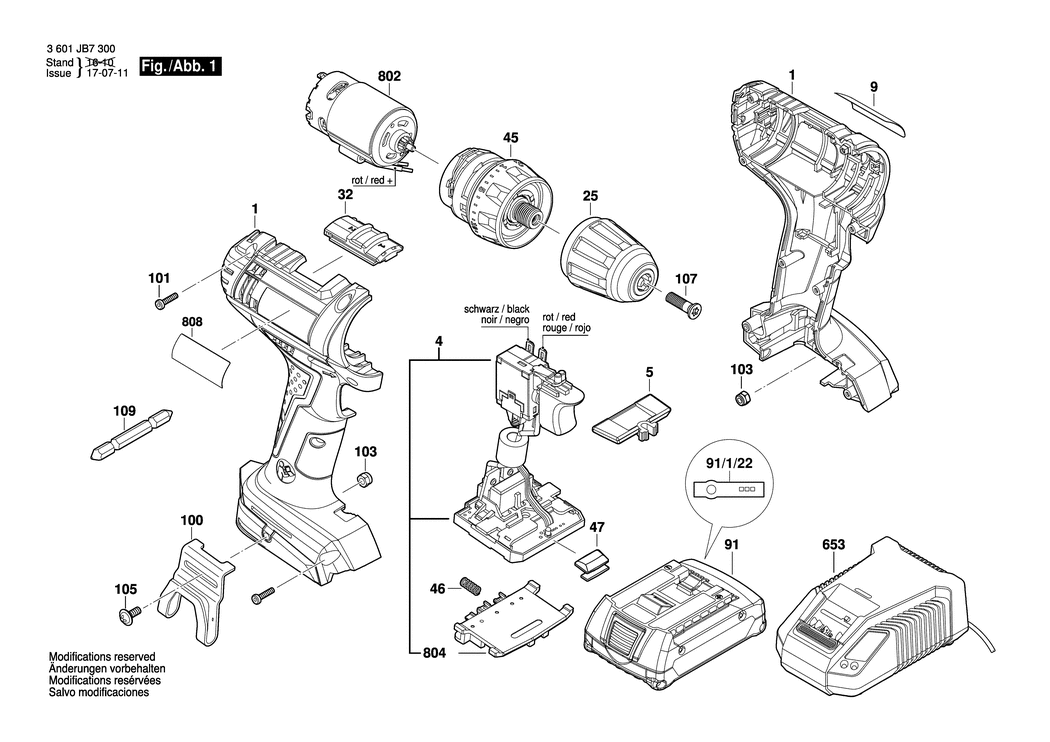 Bosch GSR 18-2-LI / 3601JB7300 / EU 18 Volt Spare Parts