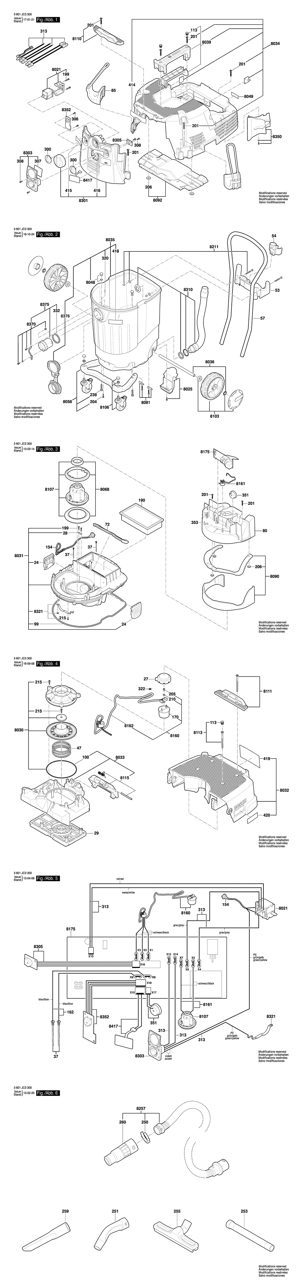 Bosch GAS 55 M AFC / 3601JC33W0 / F 230 Volt Spare Parts