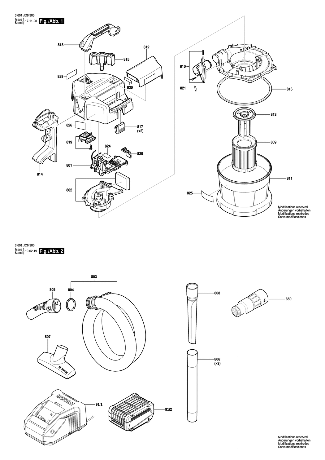 Bosch GAS 18V-10L / 3601JC6300 / --- 18 Volt Spare Parts