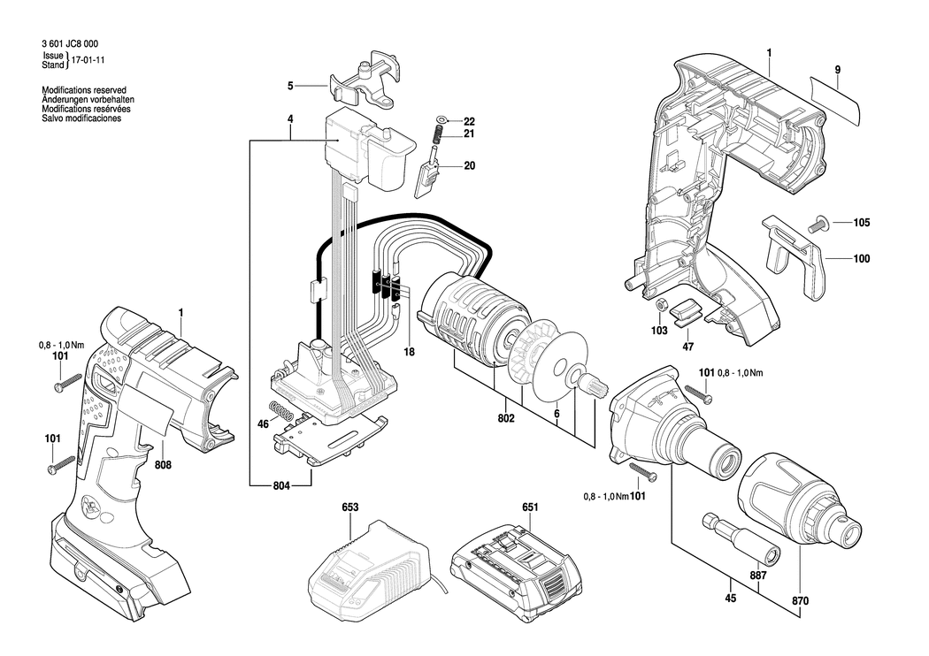 Bosch GSR 18 V-EC TE / 3601JC8000 / EU 18 Volt Spare Parts