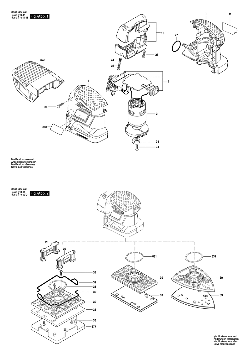 Bosch GSS 18-10 / 3601JD0202 / EU 18 Volt Spare Parts