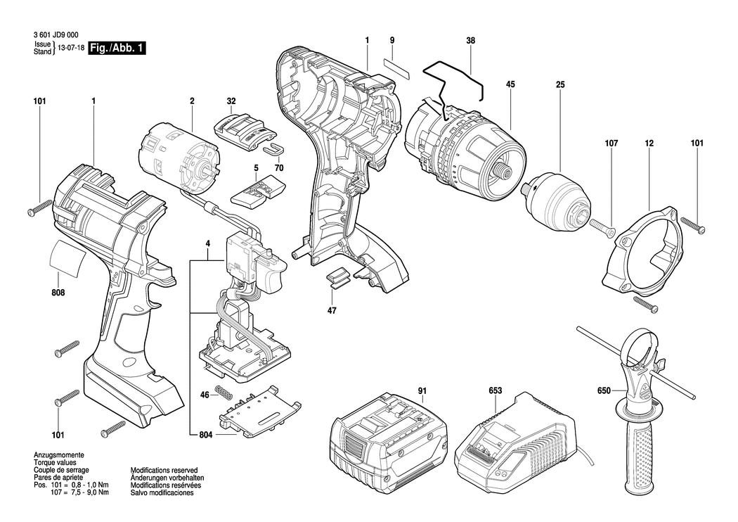 Bosch GSR 14.4 VE-2-LI / 3601JD9000 / EU 14.4 Volt Spare Parts