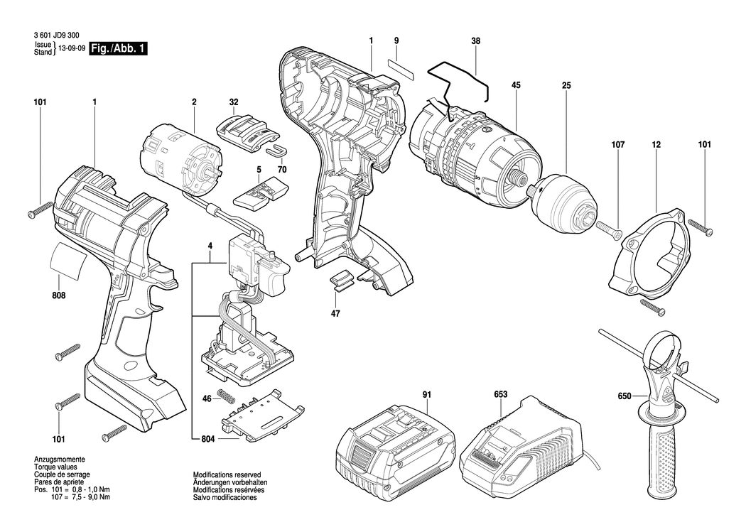 Bosch GSB 18 VE-2-LI / 3601JD9300 / EU 18 Volt Spare Parts