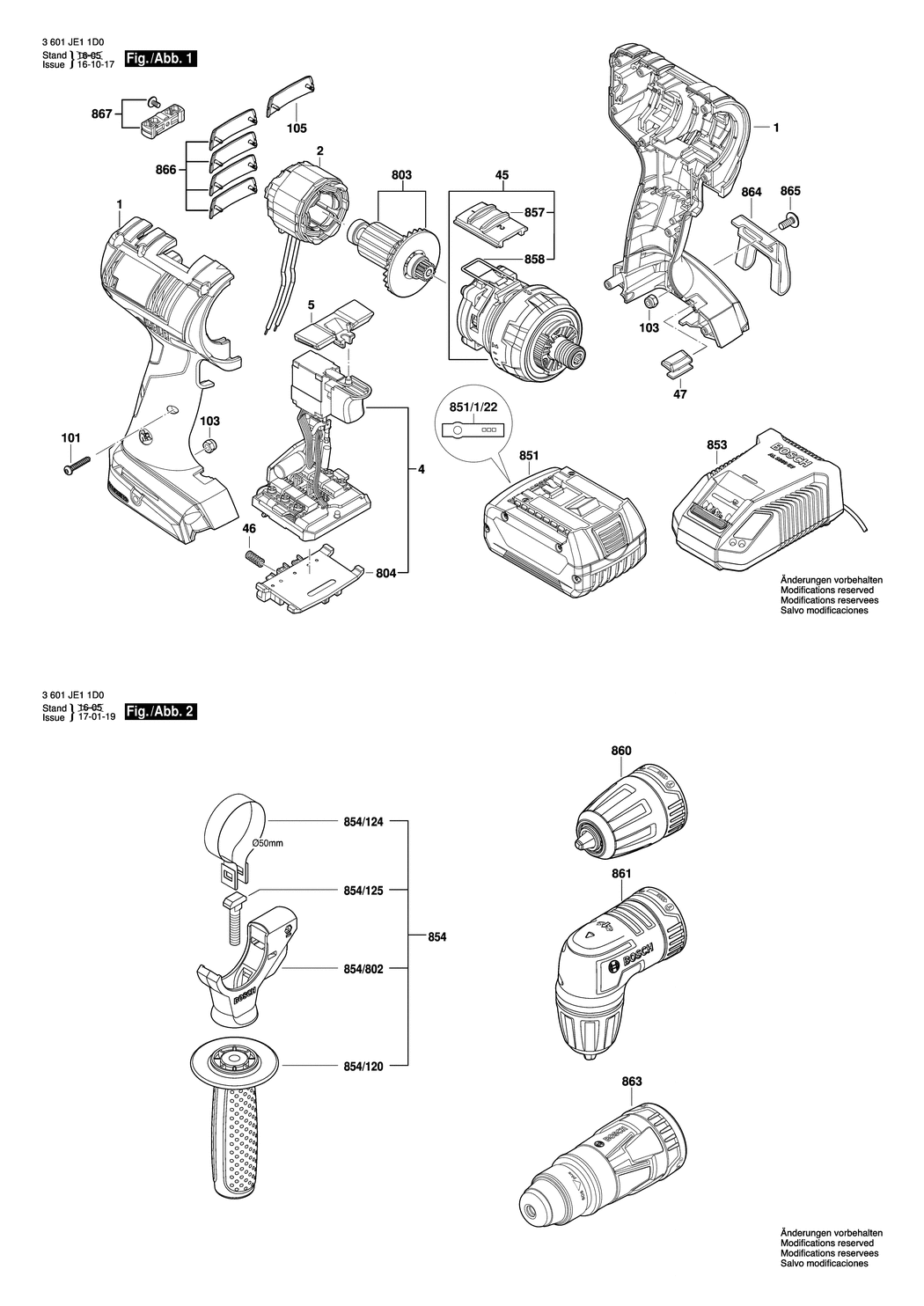 Bosch GSR 18 V-EC FC2 / 3601JE11D0 / --- 18 Volt Spare Parts
