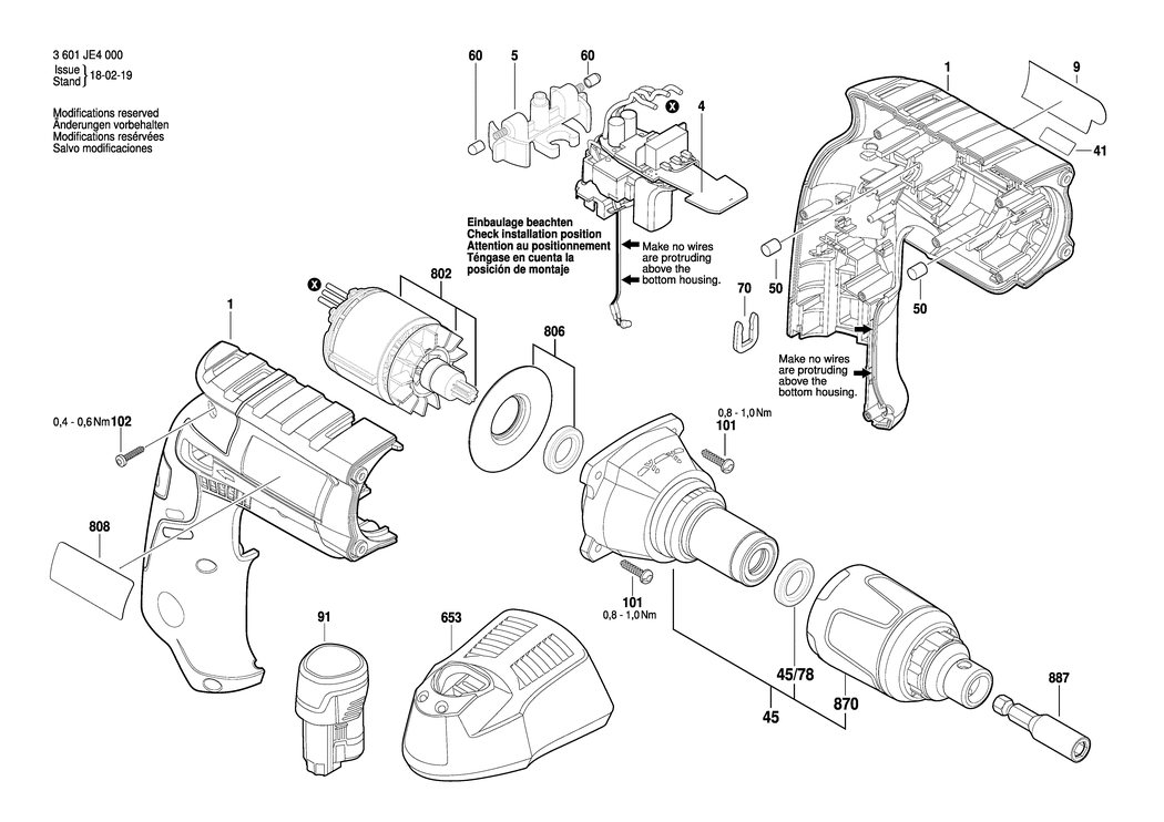 Bosch GSR 10.8 V-EC TE / 3601JE4000 / EU 10.8 Volt Spare Parts