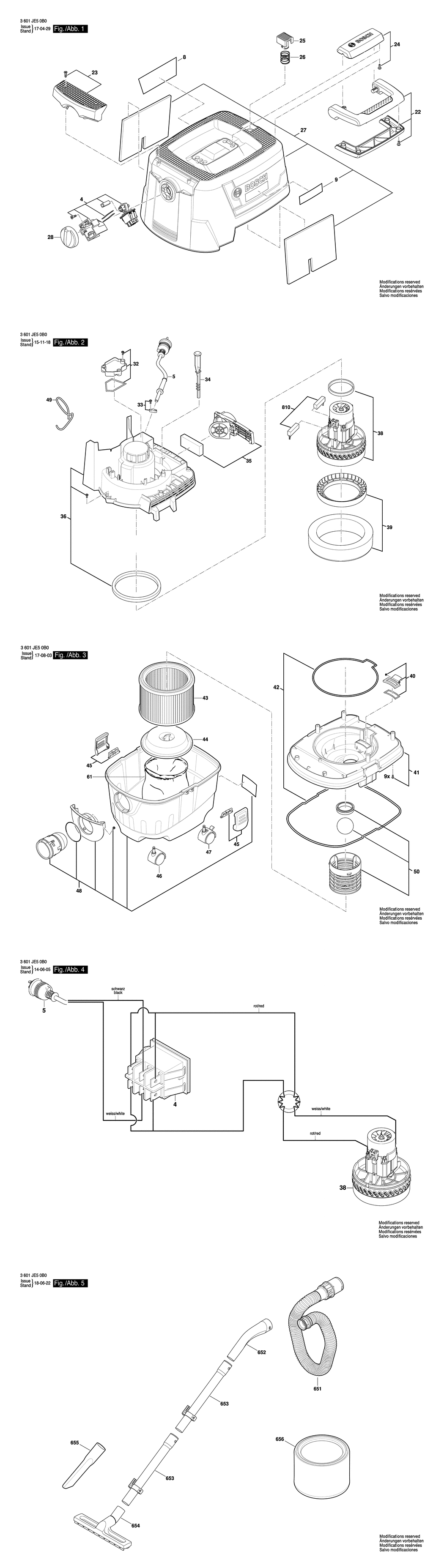 Bosch GAS 15 / 3601JE50K0 / --- 230 Volt Spare Parts