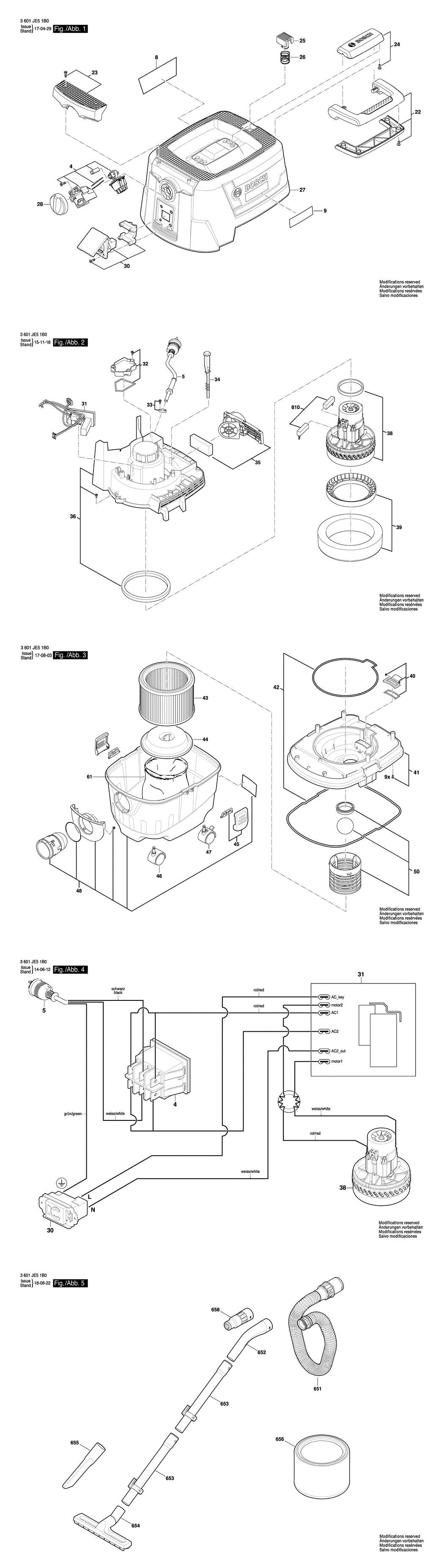 Bosch GAS 15 PS / 3601JE51K0 / --- 230 Volt Spare Parts