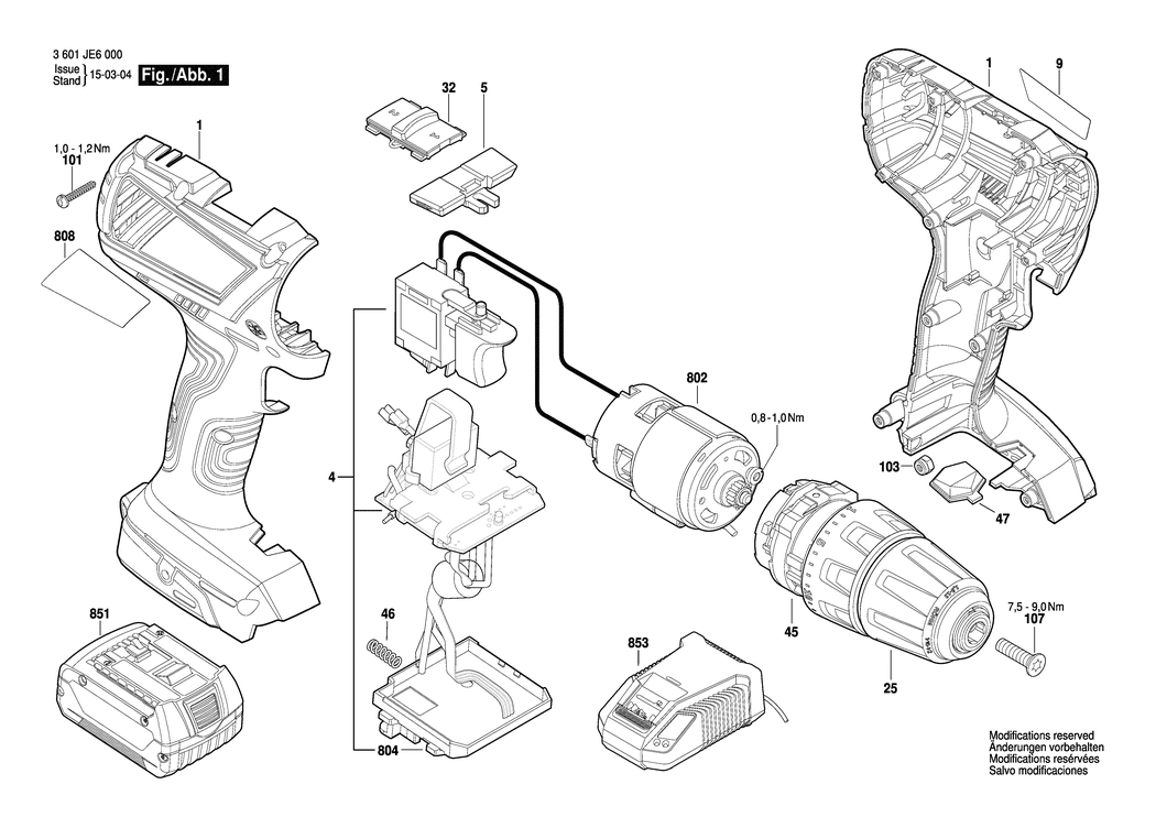 Bosch GSR 14.4-2-LI Plus / 3601JE6000 / EU 14.4 Volt Spare Parts