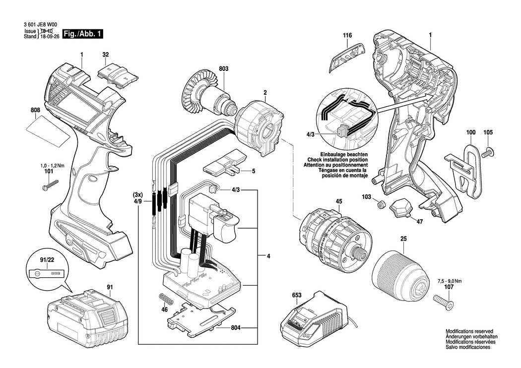 Bosch BS 18-A EC COMPACT / 3601JE8W00 / EU 18 Volt Spare Parts