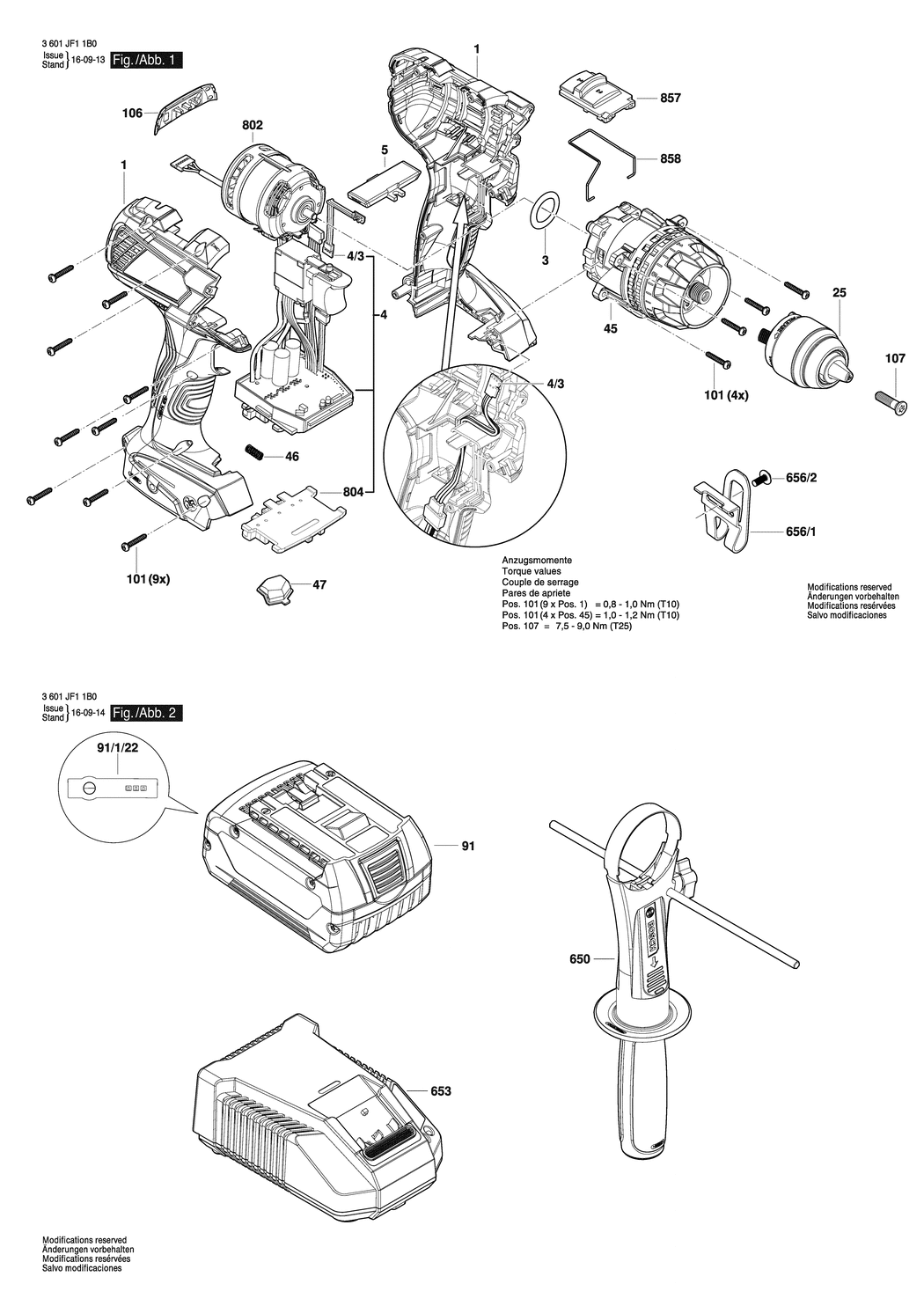 Bosch GSB 14.4 VE-EC / 3601JF1280 / EU 14.4 Volt Spare Parts