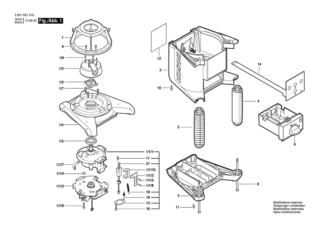 Bosch GRL 250 HV / 3601K61600 / EU Spare Parts