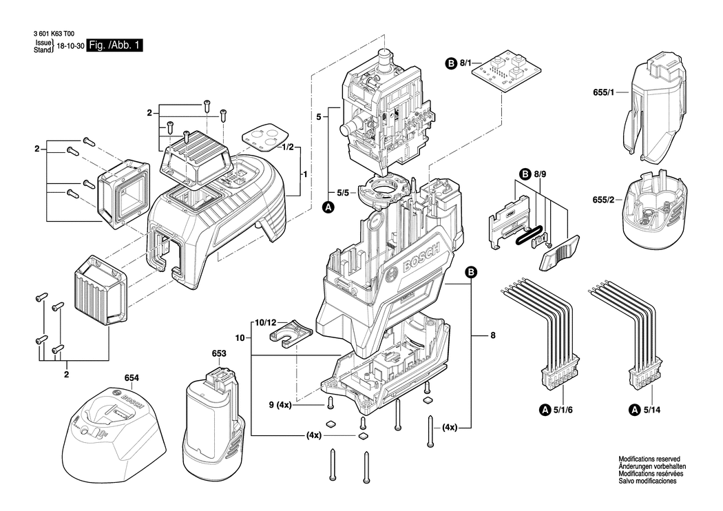 Bosch GLL 3-80 CG / 3601K63T00 / EU Spare Parts