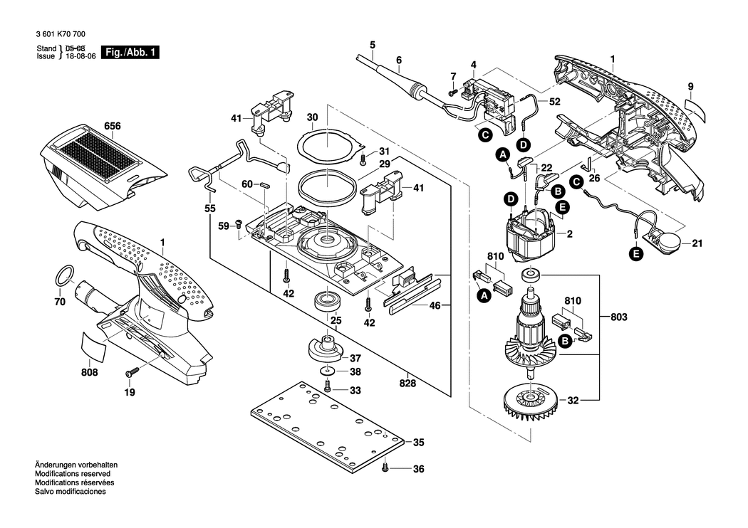 Bosch GSS 23 AE / 3601K70700 / EU 230 Volt Spare Parts